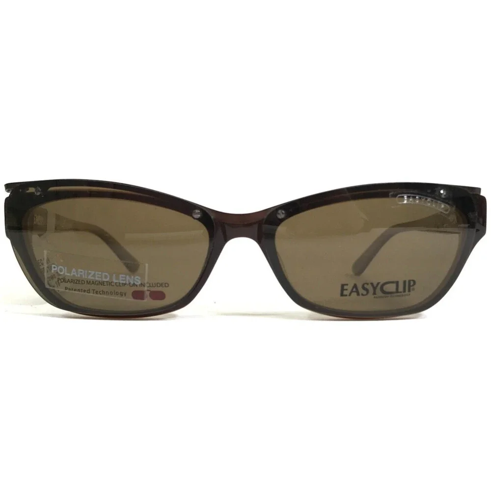 Easyclip Eyeglasses Frames MOD EC324 Brown Cat Eye Frames with Clip On Lenses
